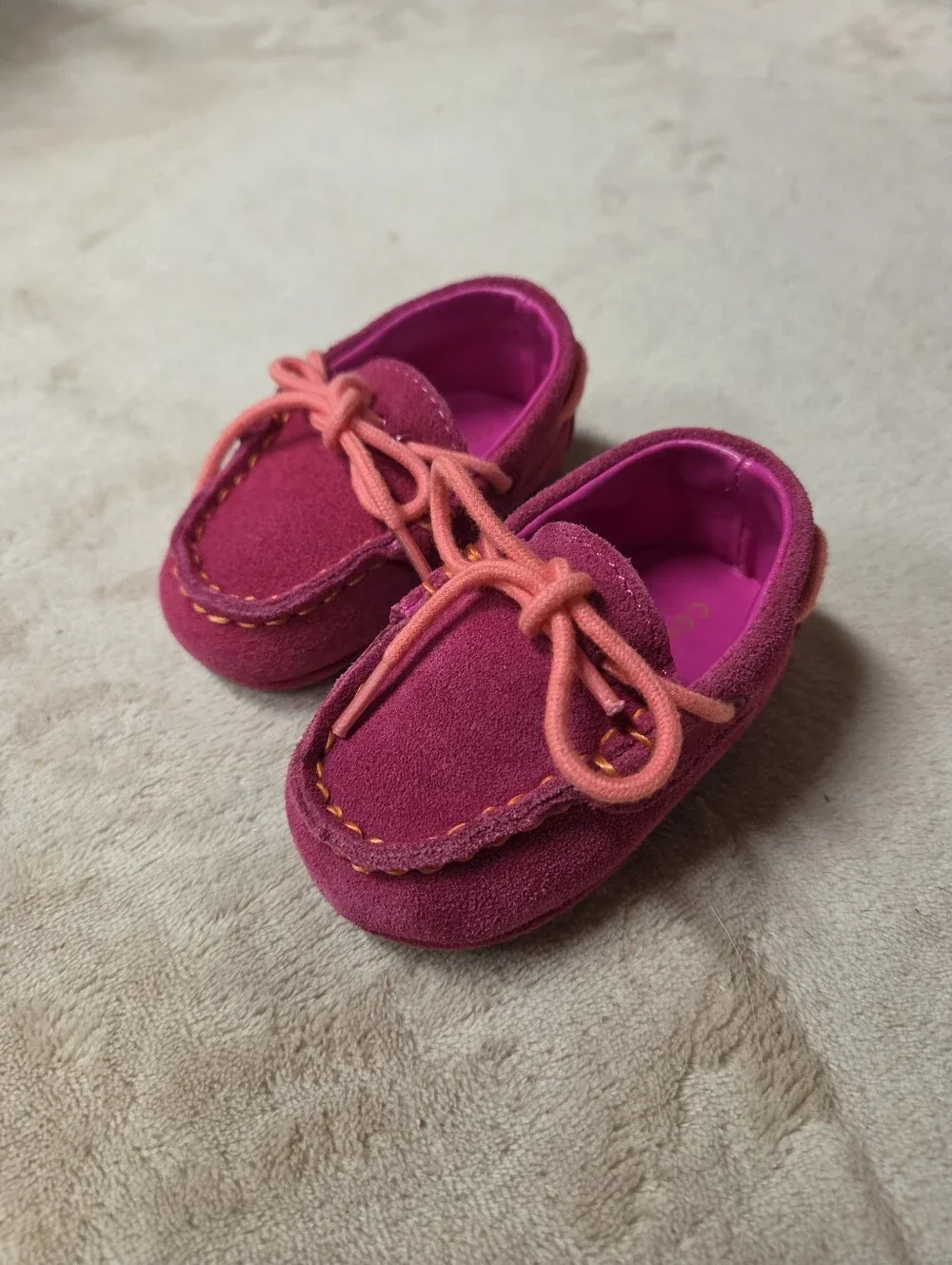 New Cole Haan Infant Pink Suede Grand OS Driving Moccasin Loafers Size 1
